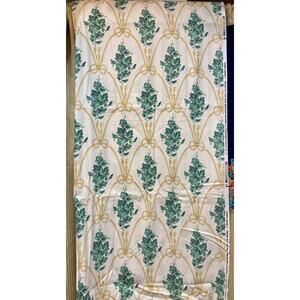 P. Kaufmann fabric pale yellow green ivy leaves white rope Cord Tassels 54"x200"